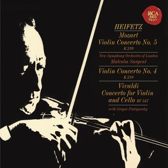 Cover Mozart: Violin Concertos No. 4 in D Major, K. 218 & No. 5 in A Major, K. 219 'Turkish' - Vivaldi: Concerto for Violin and Cello in B-Flat Major, RV 547 - (Heifetz Remastered)
