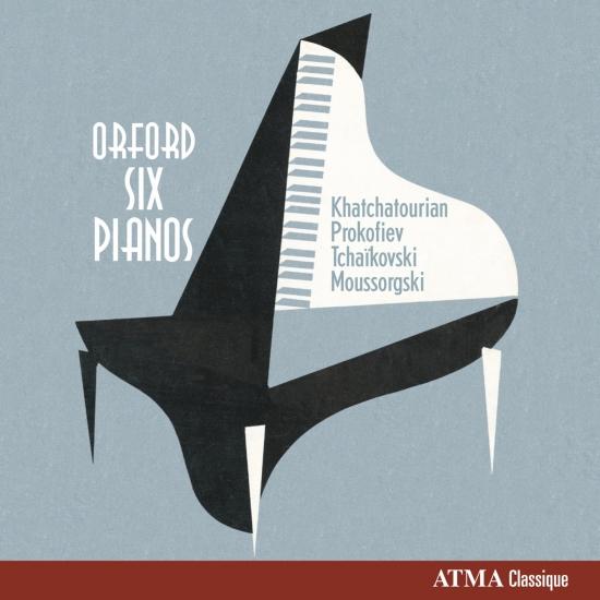 Cover Orford Six Pianos, Vol. 2: Khachaturian, Prokofiev, Tchaikovsky & Mussorgski