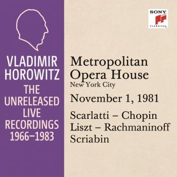 Cover Vladimir Horowitz in Recital at the Metropolitan Opera House, New York City, November 1, 1981